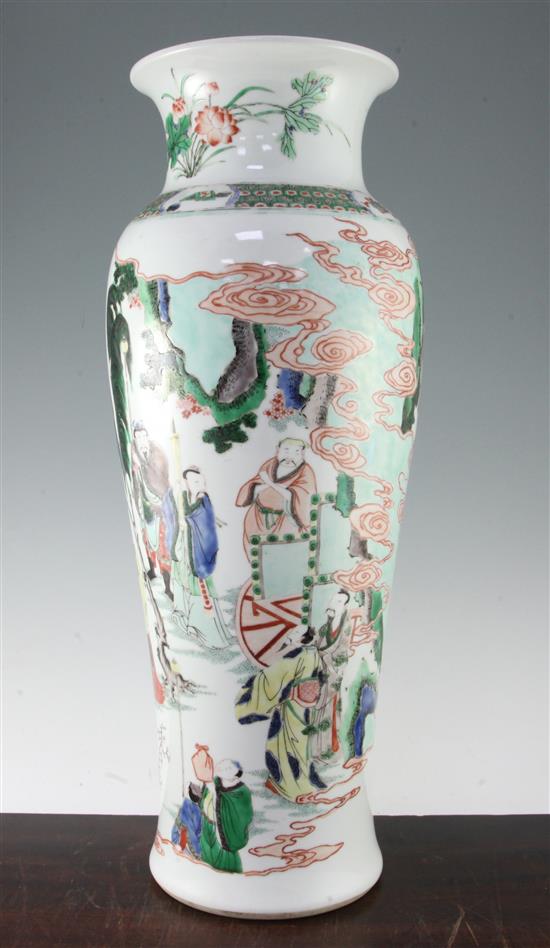 A large Chinese famille verte baluster vase, in Kangxi style, 59.5cm